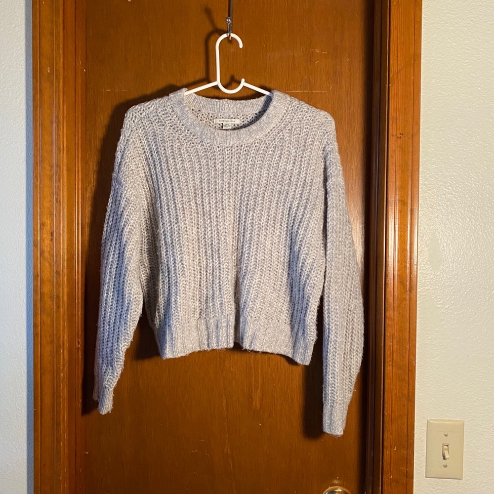 American Eagle Grey Thick Cropped Sweater Size S